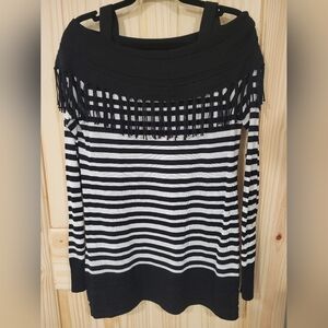 White House Black Market Monochrome Striped Sweater